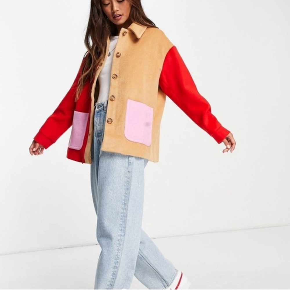 Red,pink,tan blazer